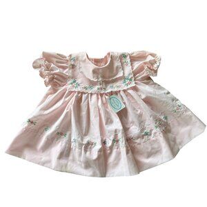 Vintage NWT Baby Togs Pastel Pink Floral Embroidered Dress 3-6 Months